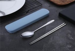 Portable Stainless Steel Cutlery Set with Storage Box Chopstick Fork Spoon Flatware Kit High Quality Travel Tableware Set DBC BH 26283431