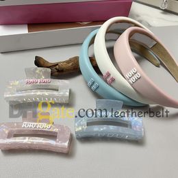 Luxury Leather Headbands Fashion Multicolour Hair Band Shiny Letter Claw Clips Shark Clip Party Headdress with box