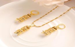 Fashion Necklace Earring Set Women Party Gift Fine THAI BAHT Solid GOLD GF dragon Necklace Earrings Jewelry Sets8068912