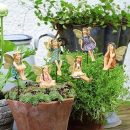 Fairy Garden 6pcs Miniature Fairies Figurines Accessories for Outdoor Decor 240424