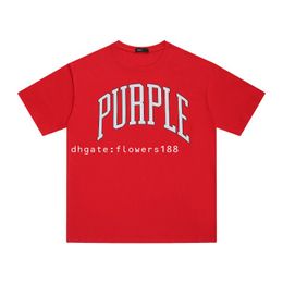 Men's T-Shirts 2024 Spring Summer New Big Red Letter Purple Print Basic Unisex Plus Size Short Sleeve T-Shirt Ee