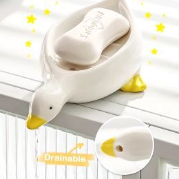 Dishes Cute Yellow Duck Shape Soap Box Cartoon Soap Dish Drainable Soap Holder Soap Container Soap Dish For Tray Bathroom Accessories