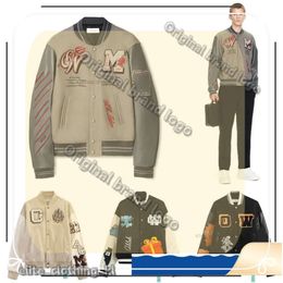 offwhitee shoe Varsity Jacket Men's off whiteshoes Jackets Offs Men Mens Designer of Windbreaker Vintage Loose Long Baseball Hip Hop Gceo off whiteshirt jacket 476