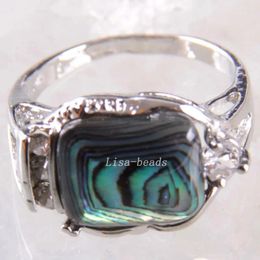 Cluster Rings Without Tags Fashion Jewellery Natural Blue Zealand Abalone Shell Zinc Alloy Finger Ring SZ 7 RZ264