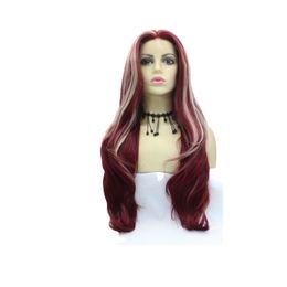 Red Curly Hair Parted in the Middle with Big Waves High-Temperature Chemical Fiber Long Curly Hair Cosplay Wigs Party Sexy Fashion Women Girl Hairpiece