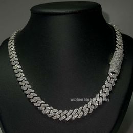 Ice Double Rows Moissanite Hiphop Chain 10mm S925 Silver Gra Real d Grade Excellent Round Cut Moissanite Diamond Cuban Necklace