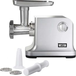 Powerful Electric Meat Grinder and Sausage Stuffer with 1 HP Motor - Grinds 4 lbs Per Minute - Ideal for Home Use - Silver (33-1301-W)