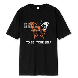 Men's T-Shirts To Be Yourself A Butterfly Men T Shirt Fashion Oversize T-Shirt 100% Cotton Funny Strt T-Shirts Breathable Summer Mens Tops Y240429