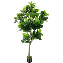 Decorative Flowers 6ft Full Artificial Fiddle Leaf Fig Tree (72in) With Plastic Nursery Pot Faux Ficus Fake Plant For Office House
