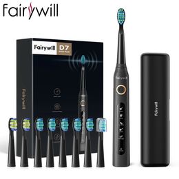 Fairywill D7 Sonic Electric Toothbrushes for Adults Kids 5 Modes Smart Timer Rechargeable 8 Super Whitening Toothbrush Heads 240422