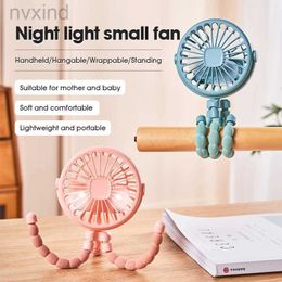 Electric Fans Baby Stroller Fan Hand Held Rechargeable USB Bicycle Portable FanSmall Folding Mini Ventilator Silent Outdoor Cooler Neck Fan d240429