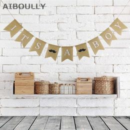 Party Decoration It Is A Boy & Girl Burlap Gender Reveal Banner Christening Baptism Baby Shower Garland Bunting Flag