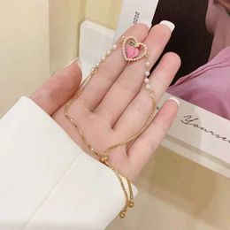 Chain Fresh and Sweet Summer Love Pulling Pearl Bracelet for Women with Light Luxury Temperament and High Grade Friend Gift Handicraft