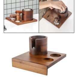 Sets 58mm Coffee Tamper Holder Walnut Espresso Distributor Mat Rack Coffee Maker Tool Coffee Portafilter Distributor Holder