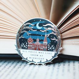 Brooches His Voice Was Like Snow At Midnight Hard Enamel Pin Cartoon Castle Moon Winternight Bookish Brooch Accessories Jewellery Gift