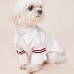 Stripe Shirts Dress Pet Clothing Dogs Sweet for Dog Clothes Costume Small French Bulldog Print Cute Summer White Boy Mascotas 240425