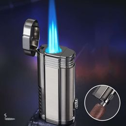 Wholesale Windproof Jet Flame Cigarette Lighters With Cigar Cutter Refillable Butane Without Gas Torch Lighter For Cigar