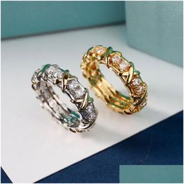Band Rings Designer Ring Luxury Women Wire Crossover Sliver Fashion Classic Jewellery Couple Styles Anniversary Gift Lovers Gifts With D Ot2Ot