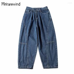 Men's Jeans Hip Hop Streetwear Men Japanese Vintage Wide-leg Elastic Waist Distressed And Washed Baggy Youth Trend Denim Pants