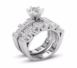 Unique Choucong Vintage Fashion Jewellery Couple Rings 925 Silver Fill Retro Eternity Round Cut White Topaz CZ Diamond Women Bridal 7014057