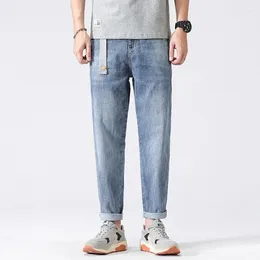 Men's Jeans Harem Man Cowboy Pants Light Blue Trousers Stacked Y2k Vintage Winter Casual Korean Style Wide Leg Grunge Designer