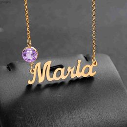 Pendant Necklaces Customised Name Necklace with Birthday Stone Daily Name Necklace Personalised Childrens Necklace MOTHERS Gift Birthday GiftWX