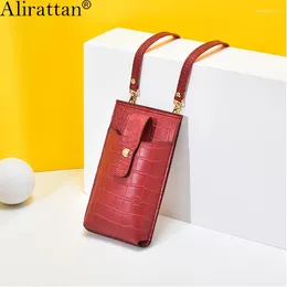 Evening Bags Alirattan PU Leather Crossbody For Women 2024 Fashion Design Casual Crocodile Pattern ID Card Pack Phone Shoulder Bag