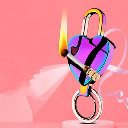 Popular Custom Multicolor Match Lighter Heart-Shaped Kerosene Heart Lighter Keychain With Light Lighter