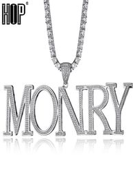 Hip Hop Custom Name Bubble Cubic Zirconia Bling Combination Words Iced Out Chain Pendants Necklaces For Men Jewellery 2010141331540