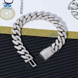 Factory Price Hip Hop Jewelry 6mm 8mm 10mm 12mm Width 925 Sterling Silver Iced Out Moissanite Cuban Link Chain Bracelet MenDesigner Jewelry