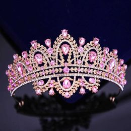 Tiaras Luxury 10 Colours Bridal Tiaras Crown Baroque Crystal Pageant Prom Diadem Bride Crystal Headbands Wedding Hair Jewellery