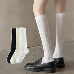 Women Socks Lolita Girls Stockings Japanese Style Solid Color Black White Long College School Students Knee Stocking