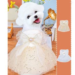 Dog Apparel Princess Wedding Evening Dress Spring Summer Bow Pet Skirt For Small Satin Elegant Puppy Cat Clothes