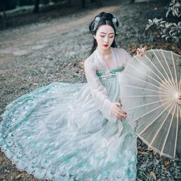 Ethnic Clothing Polyester Woman Hanfu Dress Chinese Style Ancient Peacock Fairy Costume Traditional Chinese Girl Hanfu Costume for Halloween