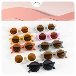 Sunglasses Childrens sunglasses inset style round frame 1-7 year old baby sunglasses sun shading sun protection d240429