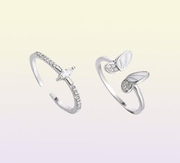 Wedding Rings 2 Pcs Butteryfly Matching For Women Horse Eye Dainty Crystal Finger Jewellery Envio Gratis Anillos Para Pareja5322093