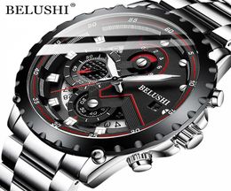 BELUSHI Mens Watches Stainless Steel Top Brand Waterproof And Shockproof Luminous Pointer Chronograph Sport Wristwatch Relogio Mas5835833