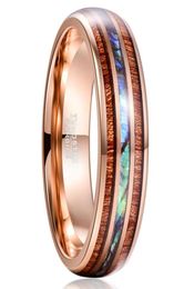 Wedding Rings Sell 8MM Acacia Abalone Shell Tungsten Steel Ring Male Rose Gold Engagement Anniversary Gift Wood Men Bague Homme2231508