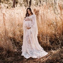 Maternity Dresses Retro Bohemian lace maternity dress long sleeved party evening womens photo shoot baby shower gift Q2404271