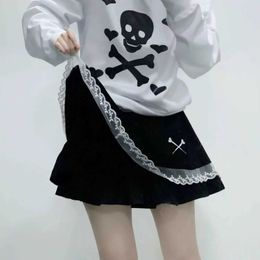 Skirts 2024 Gothic Skiing Girl Summer Harajuku Black Mini Skiing Japanese Expression Fairy ClothingL2429