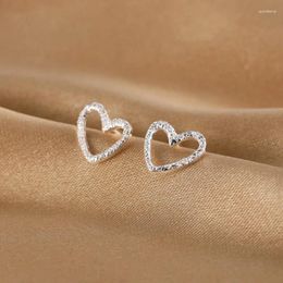 Stud Earrings 925 Silver Plated Sweet Heart For Women Girls Party Wedding Students Jewellery Gift Eh650