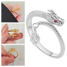 Wedding Rings Adjustable Dragons Tail Qiankun Lucky Ring NewYear Gifts Bring Good Luck Alloy Couple Ring Tail Ring