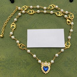 Designer Luxury Necklace Designer Märke Double Letter Pendant Halsband Nytt halsband för kvinnors bröllop smycken Tillbehör Nacke Classic Gift