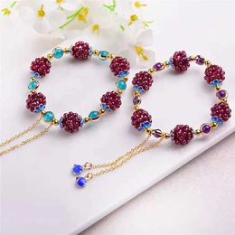 Chain Ethnic Style Natural Pomegranate Flower Ball Bracelet Earrings Sweater Chain with Tianhe Stone Cloisonn Bracelet
