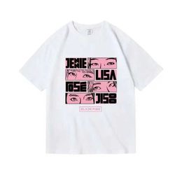 T-shirts 100% pure cotton black T-shirt mens pink T-shirt with letter printing Kpop short sleeved casual oversized girl T-shirt large-sized clothingL2404