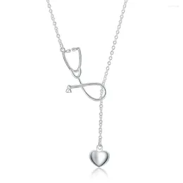 Pendant Necklaces 925 Charms Wedding Silver Plated Women Necklace Doctors Stethoscope Lariat Jewellery Cute Nice Lady Gift