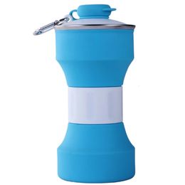 650ML Folding Sports Water Bottle Folding Cup Handheld Travel Mini Portable Silicone Water Bottle Water Bottle 240424