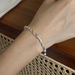 SHANICE INS S925 Sterling Silver Bracelet Hand-woven twisted lines irregular geometric simplicity Womens Pulseira Fine Jewelry 240424