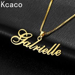 Pendant Necklaces Customized Box Chain Name Necklace Personalized Gold Plated Letter Name Pendant NecklaceWX