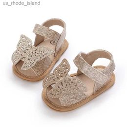 Sandaler Baywell Baby Sandals Söta fjärilskor Anti Slip Summer Toddler Girls First Walking Soft Sole Sandalsl240429